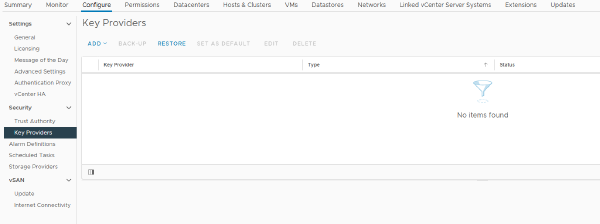 How to set up a VMware vSphere Native Key Provider (NKP)