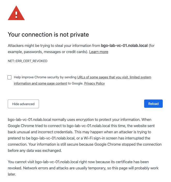 google chrome privacy error