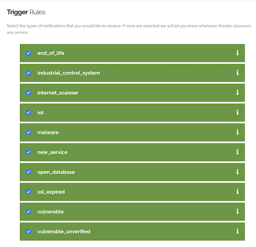 Shodan Monitor Trigger Definitions