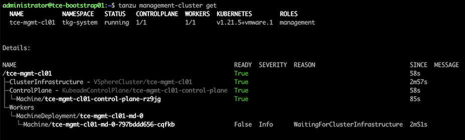 Tanzu Management Cluster deployed