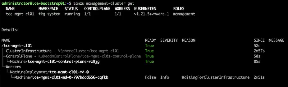 Tanzu Management Cluster deployed