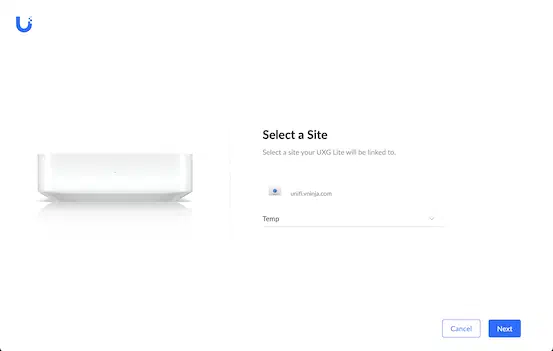 Assign UXG-Lite to Temporary Site