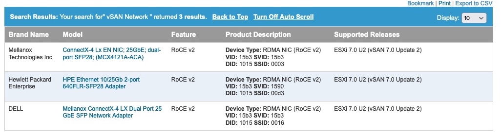 Mellanox NICs on HCL