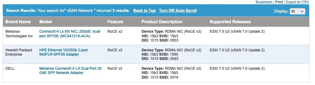 Mellanox NICs on HCL