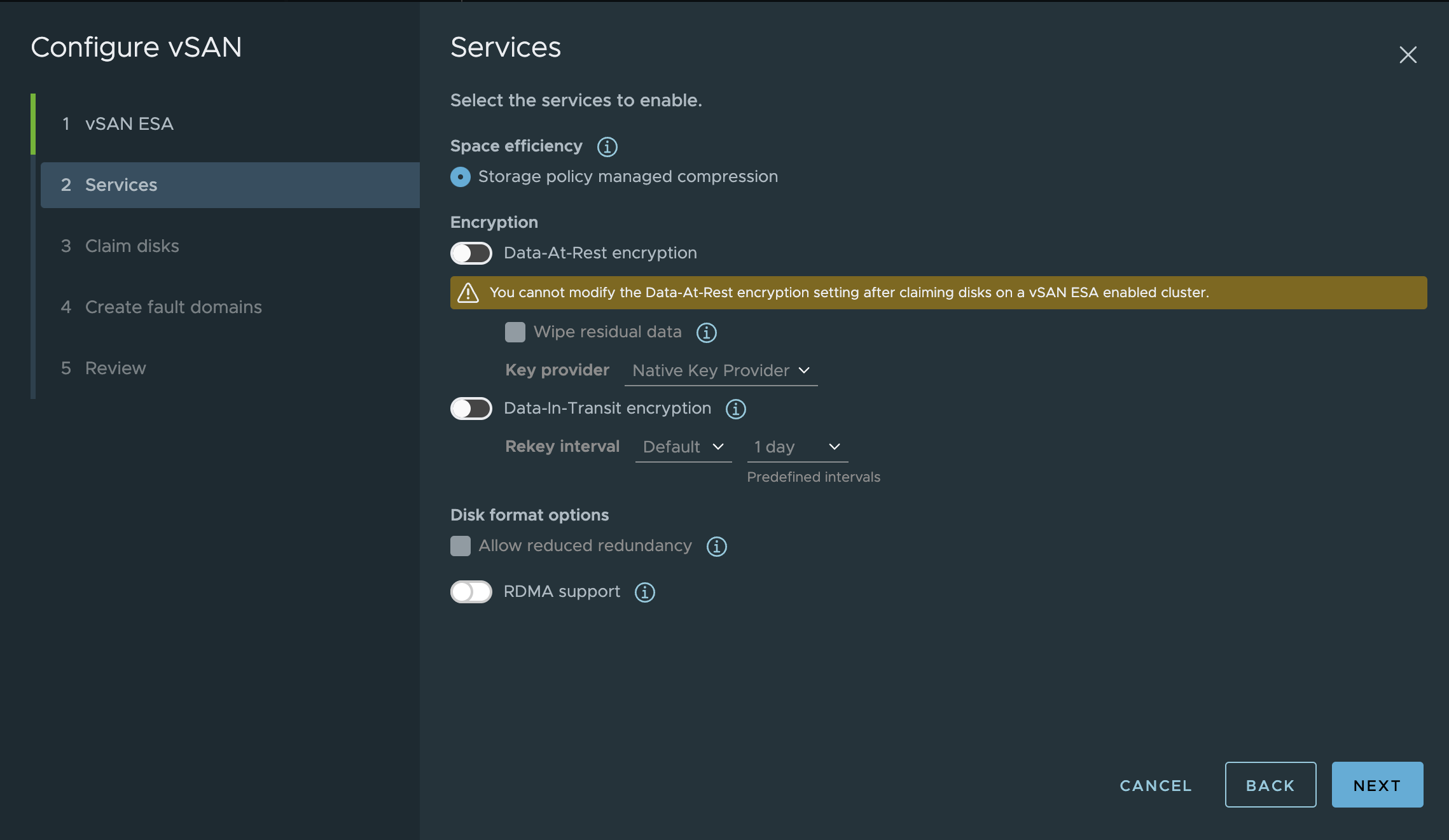 vSAN 8 ESA: Configure Services