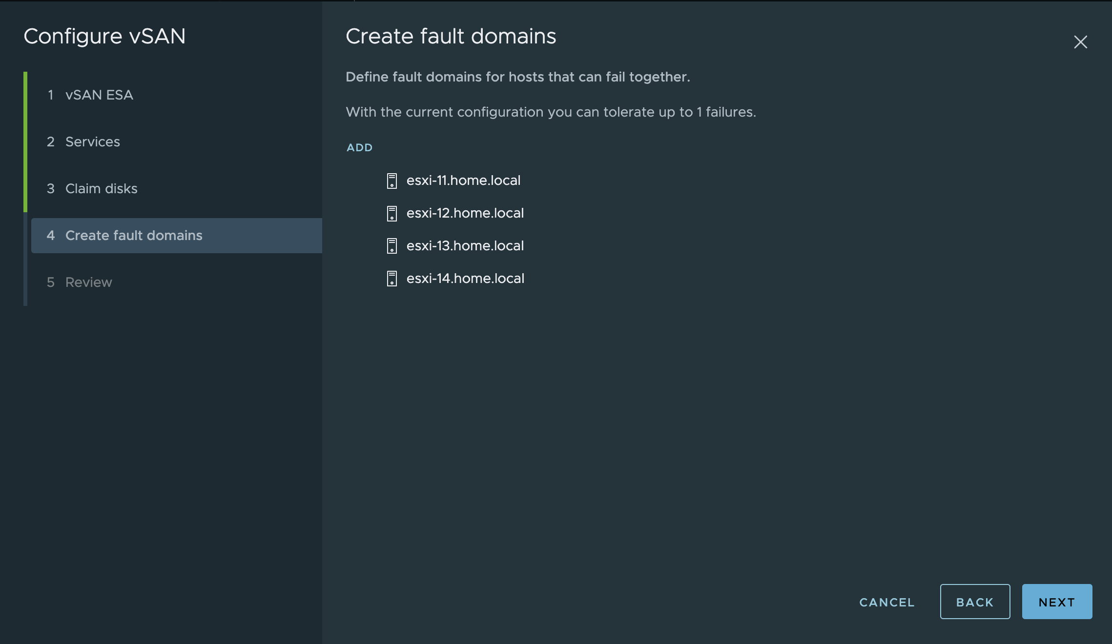 vSAN 8 ESA: Fault Domains