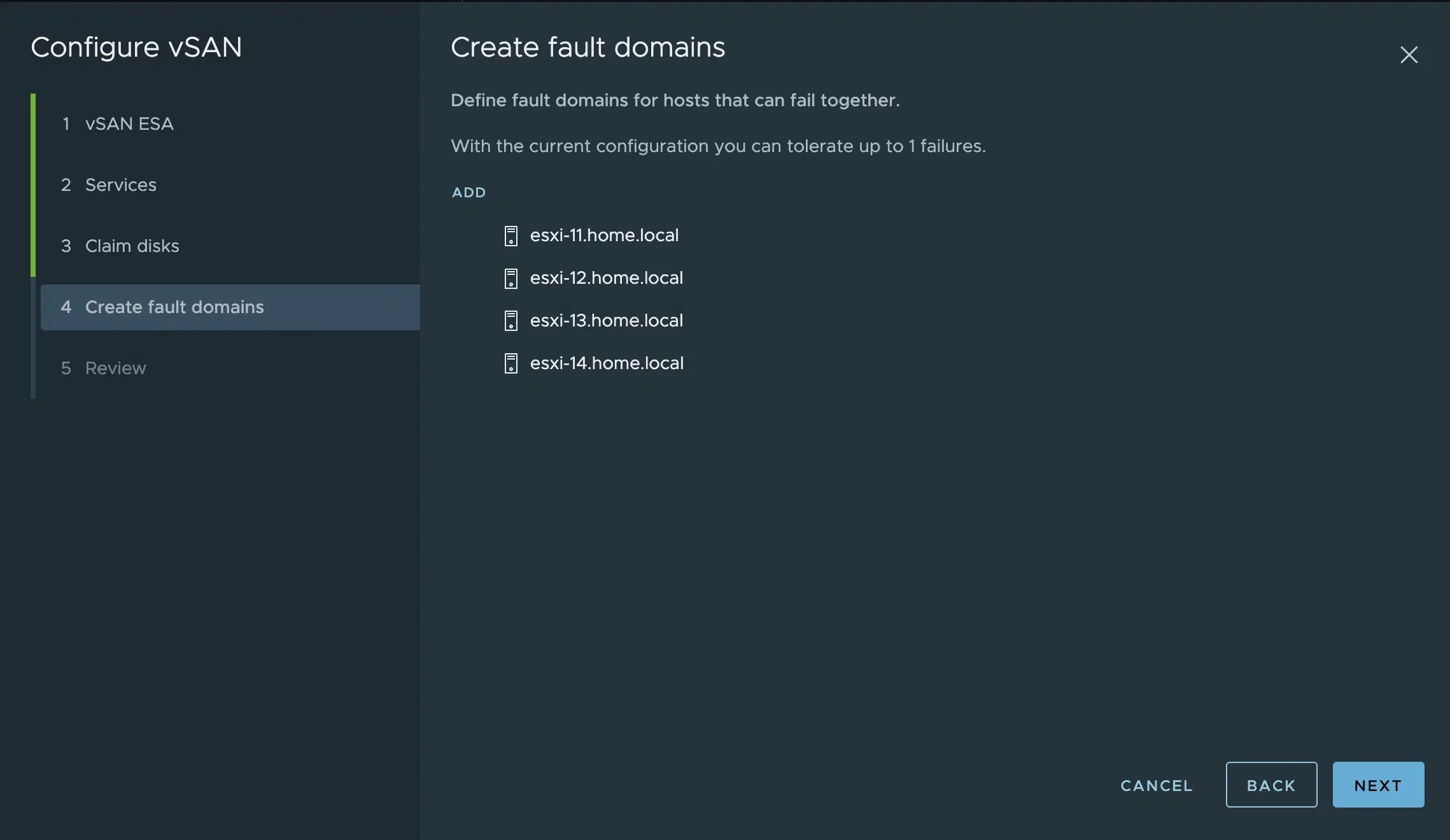 vSAN 8 ESA: Fault Domains